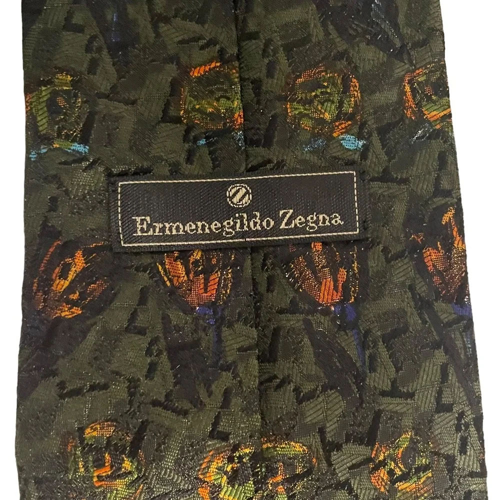 Ermenegildo‎ Zegna Metallic Abstract Floral Silk Neck Tie